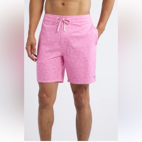 Johnnie-O 7” Pink and Blue Drawstring Swim Trunks Large - Picture 1 of 7